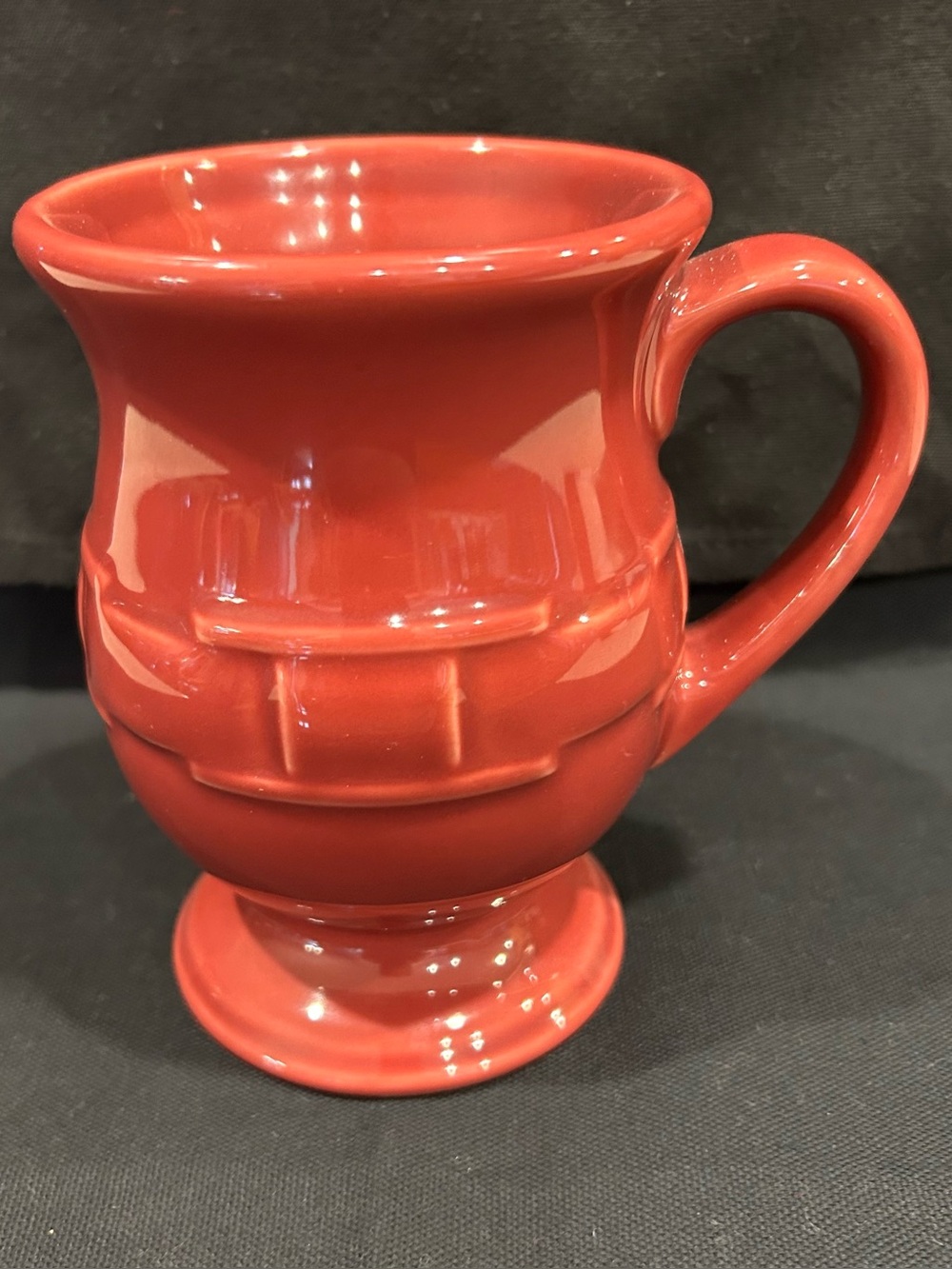 Longaberger Pottery Vitrified Woven Traditions Pedestal Paprika Mug